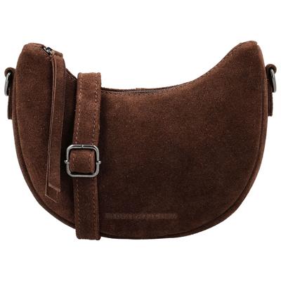 Hide & Stitches Suède Moon Bag Schoudertas Brazos Donker Bruin