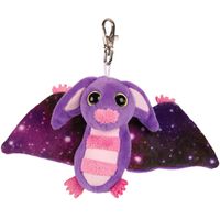 Suki Gifts Pluche knuffeldier vleermuis - paars/roze - 9 cm - sleutelhanger