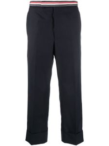 Thom Browne pantalon de tailleur crop à bande tricolore - Bleu