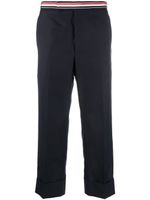 Thom Browne pantalon de tailleur crop à bande tricolore - Bleu