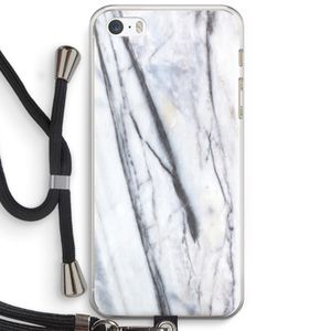 Gestreepte marmer: iPhone 5 / 5S / SE Transparant Hoesje met koord