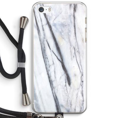 Gestreepte marmer: iPhone 5 / 5S / SE Transparant Hoesje met koord