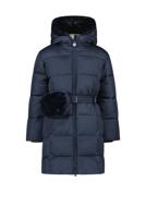 Le Chic Meisjes winterjas met riem en furry tas - Birdo - Navy blauw