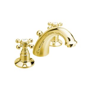 Wastafelmengkraan 3-gats Sapho Antea 2-knop Uitloop Gebogen 8.5 cm Goud (incl. waste)