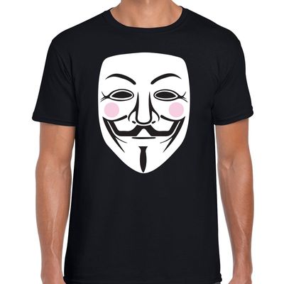 V for Vendetta masker t-shirt zwart voor heren