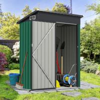 Tuinhuis Metaal 150 x 90,5 x 185 cm 1,5 m³ Gereedschapsruimte met Schuin Dak Groen
