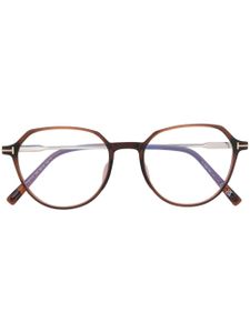 TOM FORD Eyewear lunettes de vue rondes à logo T - Marron