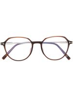 TOM FORD Eyewear lunettes de vue rondes à logo T - Marron - thumbnail