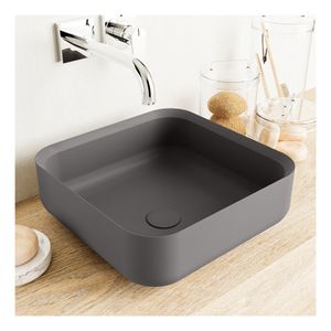 Waskom Mondiaz Binx | 36x13x36 cm | Solid Surface | Vrijstaand | Vierkant | Darkgrey