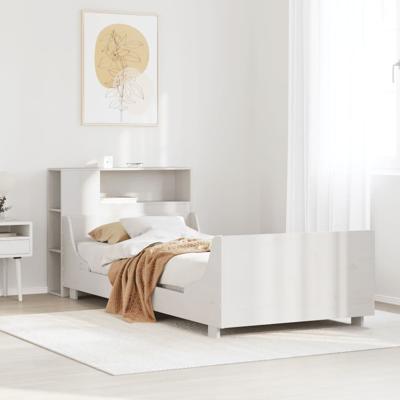 Bedframe zonder matras massief grenenhout wit 75x190 cm