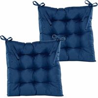 Stoelkussen gewatteerd - 2x - donkerblauw - 38 x 38 cm - binnen/buiten