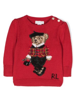 POLO RALPH LAUREN KIDS pull en coton à motif Polo Bear - Rouge