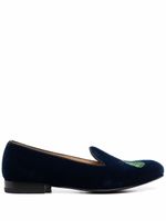 Scarosso chaussons Daisy en velours - Bleu - thumbnail