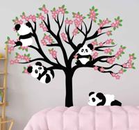 Wilde dieren stickers Lenteboom met panda's - thumbnail