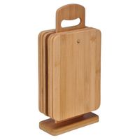6x Snijplanken van hout inclusief houten houder - Snijplanken - thumbnail