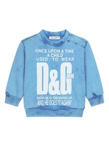 Dolce & Gabbana Kids sweat délavé à logo imprimé - Bleu