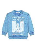 Dolce & Gabbana Kids sweat délavé à logo imprimé - Bleu