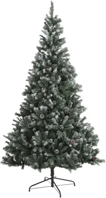 Black Box Trees Pinyon kerstboom besneeuwd met dennenappels blauwgroen 185cm