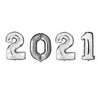 Grote New Year versiering 2021 ballonnen zilver   -