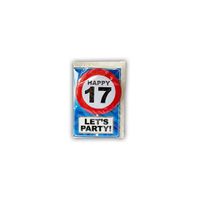 Happy Birthday kaart met button 17 jaar