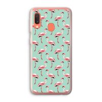 Flamingoprint groen: Samsung Galaxy A20e Transparant Hoesje