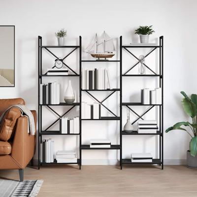 Boekenkast Zwart eiken 156 x 25 x 167.5 cm Bewerkt hout