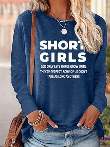 Women's Short Girls Funny Graphic Print Casual Text Letters Cotton-Blend Top