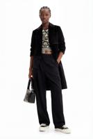 Lange jas met corduroy patch - BLACK - XS