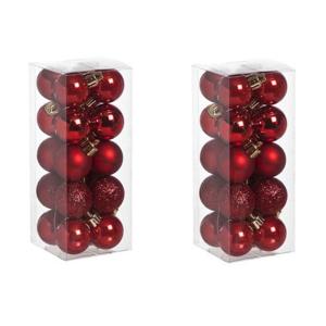 Cosy & Trendy Kerstballen mini - 40x - rood - D3 cm - kunststof - kerstversiering