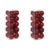 Cosy & Trendy Kerstballen mini - 40x - rood - D3 cm - kunststof - kerstversiering