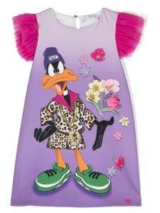 Monnalisa robe à imprimé graphique Daffy Duck - Violet