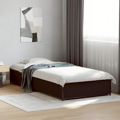 Bedframe bewerkt hout en metaal zwart 90x200 cm
