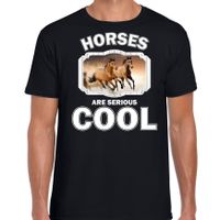 T-shirt horses are serious cool zwart heren - paarden/ bruin paard shirt 2XL  - - thumbnail