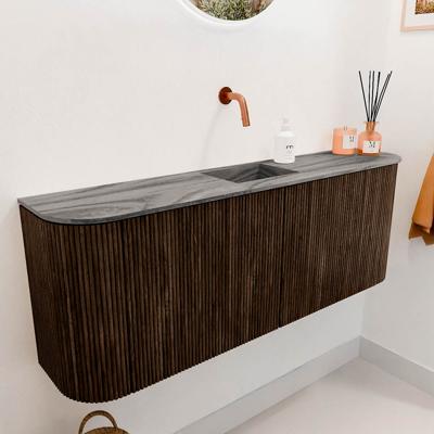 Toiletmeubel Mondiaz Joya Dlux | 113.2 cm | Meubelkleur Walnut | Faye wastafel Sombra Wasbak Midden | Zonder kraangat(en)