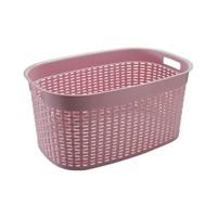 Rotan line wasmand - roze - inhoud 44 liter - kunststof - 58 x 39 x 27 cm - met handvatten - thumbnail