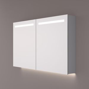Spiegelkast SPK52000 | 120x70x14 cm | 2 Deuren | Directe LED verlichting | Aluminium | Met spiegelverwarming