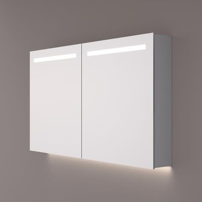 Spiegelkast SPK52000 | 120x70x14 cm | 2 Deuren | Directe LED verlichting | Aluminium | Met spiegelverwarming