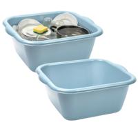 Plasticforte teiltje/afwasbak - 2x - vierkant - kunststof - 15 liter - 41 x 39 x 16 cm - Lichtblauw
