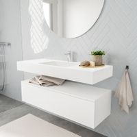 Mondiaz Alan badmeubel 120 cm talc 1 lade vrijhangend wastafel midden 1 kraangat wit