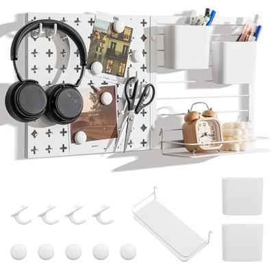 Wandrek met Geperforeerde Panelen Gecombineerde Wandorganisatieset voor Keuken Wandplank 61 x 30,5 cm Wit