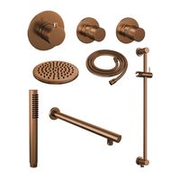 Thermostatisch Inbouwdoucheset Brauer Copper 20cm Hoofddouche Wandarm Staafhanddouche op Glijstang Koper - thumbnail