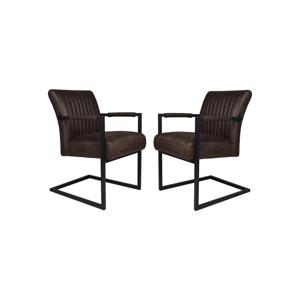 Eetkamerstoel Texas - Espresso/Zwart/Leder - Set van 2