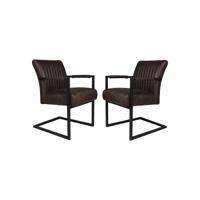 Eetkamerstoel Texas - Espresso/Zwart/Leder - Set van 2