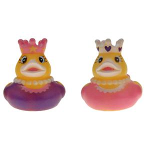 Badeendjes prinses - rubber - 2 stuks - roze en paars - 5 cm - bad speelgoed