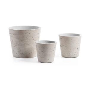 Kave Home - Low set van 3 bloempotten grijs Ø 23,5 cm | Ø 16,5 cm | Ø