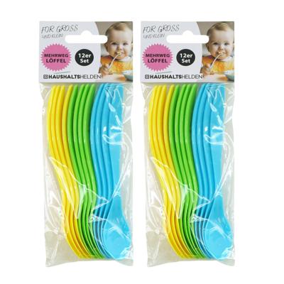 Haushaltshelden babyvoeding lepels - kunststof - 14 cm - 24x - kinderen - diverse kleuren