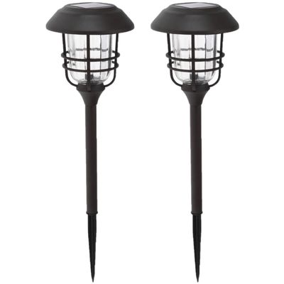 Set van 2x stuks solar tuinlampen/prikspots op zonne-energie 59 cm