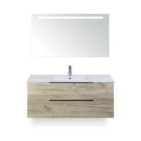 Seville Badmeubelset 120 cm - 2 laden Craft Oak Edge - Wastafel Enjoy Enkel - met Sence Spiegel