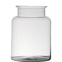 Hakbijl glass bloemenvaas - transparant - D19 x H25 cm - glas - melkbus model - Vazen