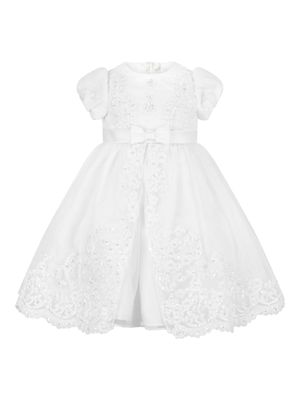 Sarah Louise robe évasée à fleurs et perles brodées - Blanc